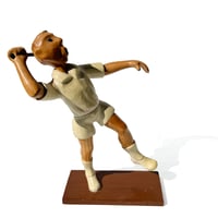Wooden Tennis Player Sculpture