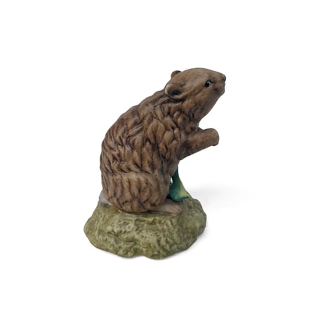 Mini Beaver With Fish Figurine