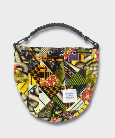 "Patchworks" Triangle Patch 2way Drawstring poach -African batik