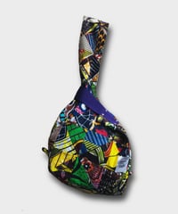 "Patchworks" Triangle patch African batik  SHIJIMI Bag -purple tape