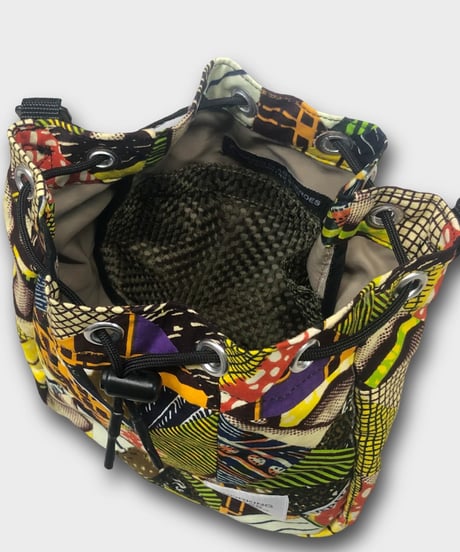 "Patchworks" Triangle Patch 2way Drawstring poach -African batik