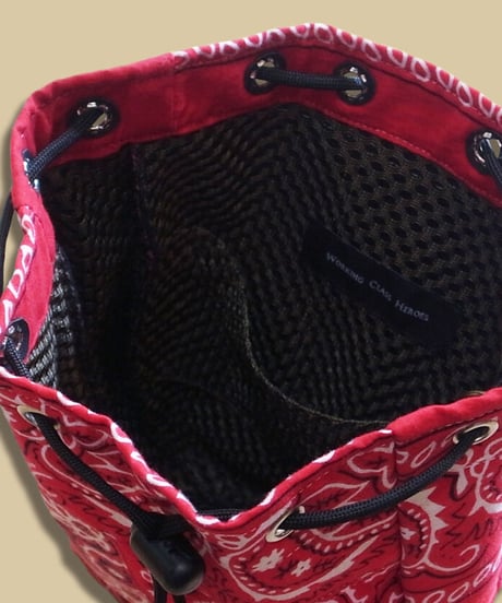 "Patchworks" Bandana Random patch Drawstring Poach -red mix