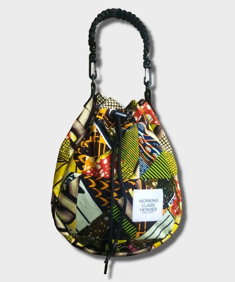"Patchworks" Triangle Patch 2way Drawstring poach -African batik