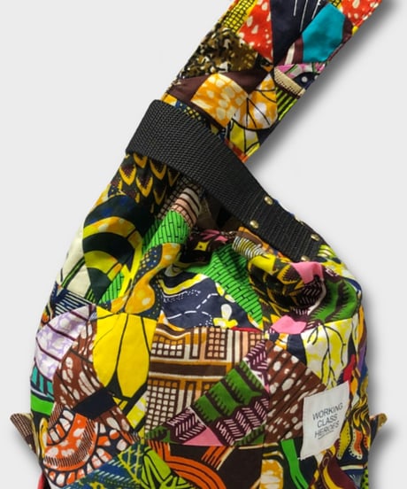 "Patchworks" Triangle patch African batik SHIJIMI Bag -black tape