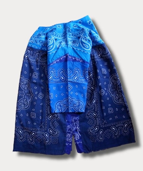 Remake Bandana Key Neck SS Shirts -Blue Mix