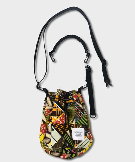 "Patchworks" Triangle Patch 2way Drawstring poach -African batik
