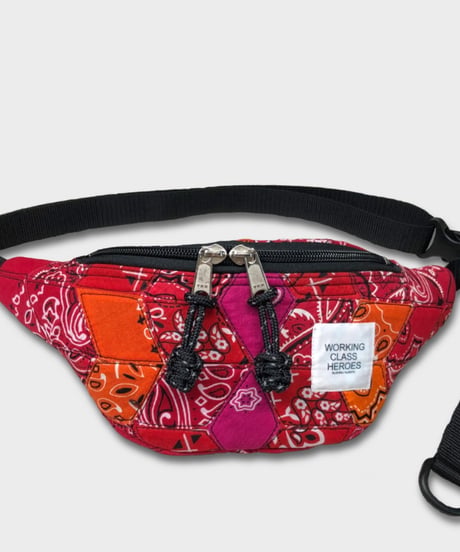 "Patchworks" Diamond Patch Bandana Fanny Pack -red mix