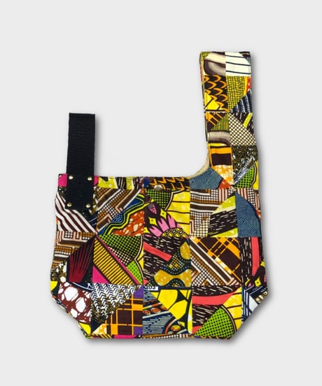 "Patchworks" Triangle patch African batik SHIJIMI Bag -black tape