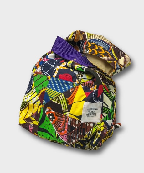 "Patchworks" Triangle patch African batik  SHIJIMI Bag -purple tape