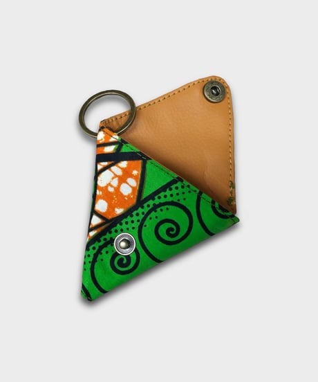 African batik Triangle Coin purse -green