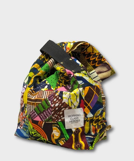 "Patchworks" Triangle patch African batik SHIJIMI Bag -black tape