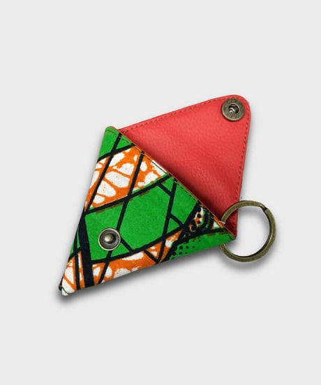 African batik Triangle Coin purse -green