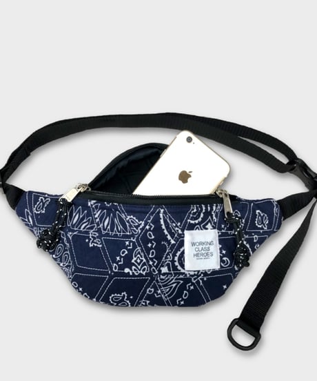 "Patchworks" Diamond Patch Bandana Fanny Pack -navy