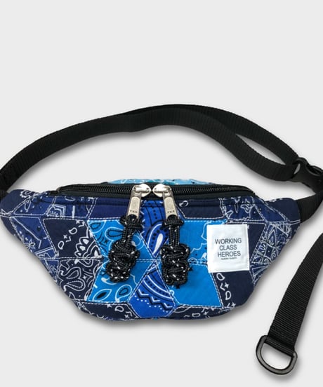 "Patchworks" Diamond Patch Bandana Fanny Pack -blue mix