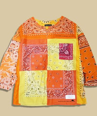 Remake Bandana Key Neck Shirts -Orange Mix