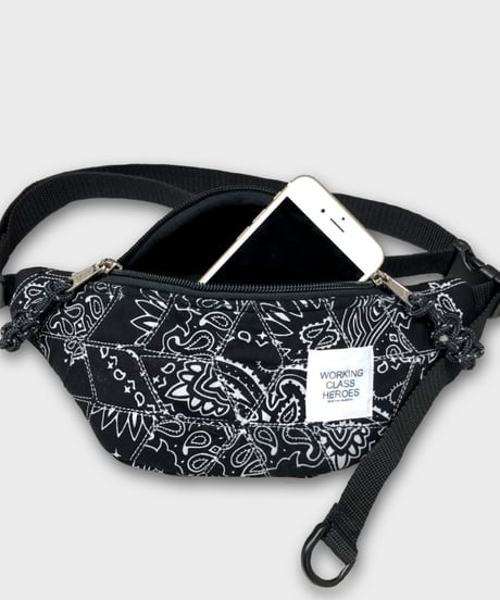 "Patchworks" Diamond Patch Bandana Fanny Pack -black