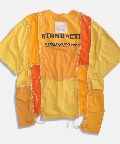 Remake Vertical Cut T-Shirts -mango&orange #A