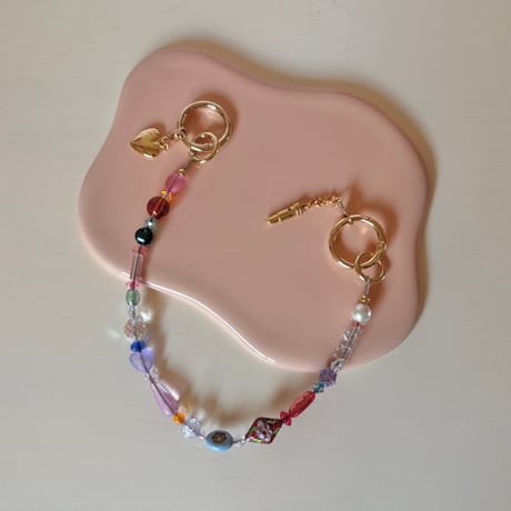 《1点もの》MY STRAP 6 (ハートとリップチャーム付き)