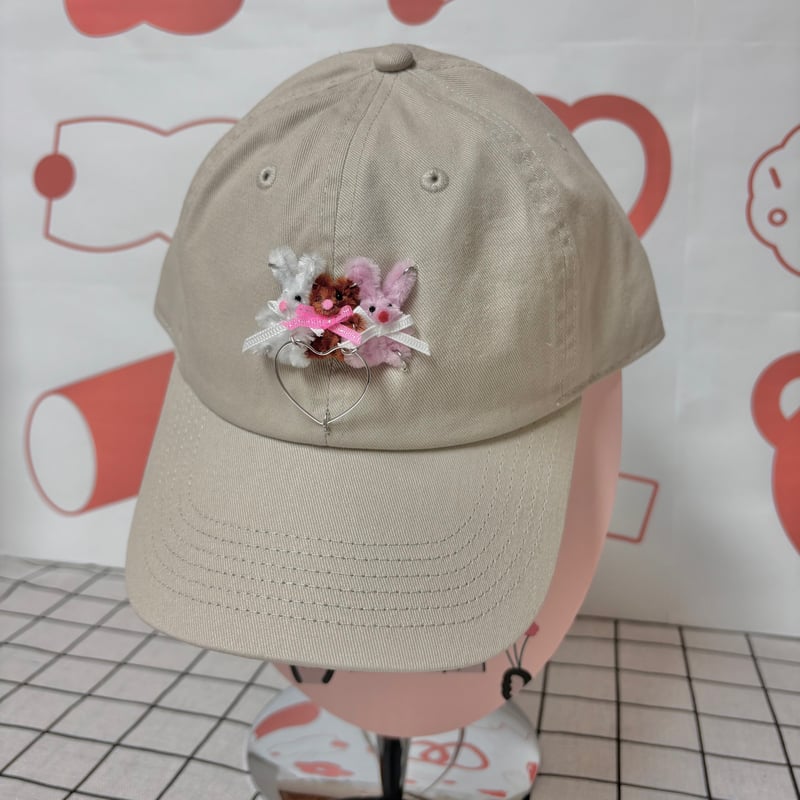 uramo♡リメイク✩⃛ Babyうさ&くまちゃんのファンシーcap uramo♡リメイク✩⃛ Triplets Babyくまちゃんのファンシーcap