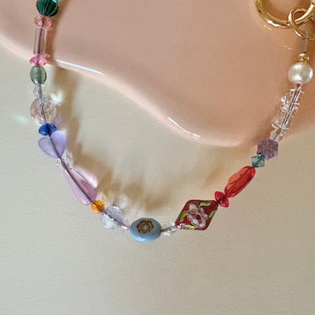 《1点もの》MY STRAP 6 (ハートとリップチャーム付き)