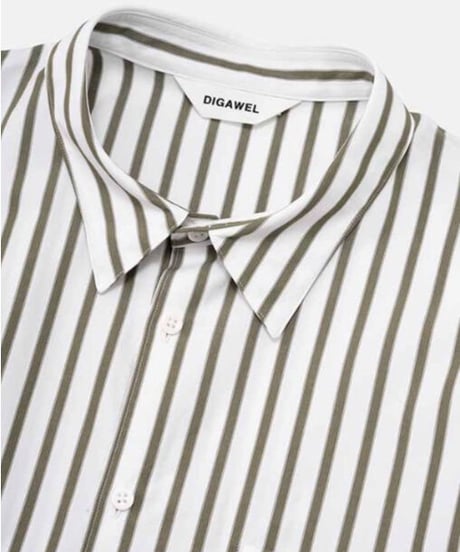 DIGAWEL  Oversized Shirt【KHAKI STRIPE】