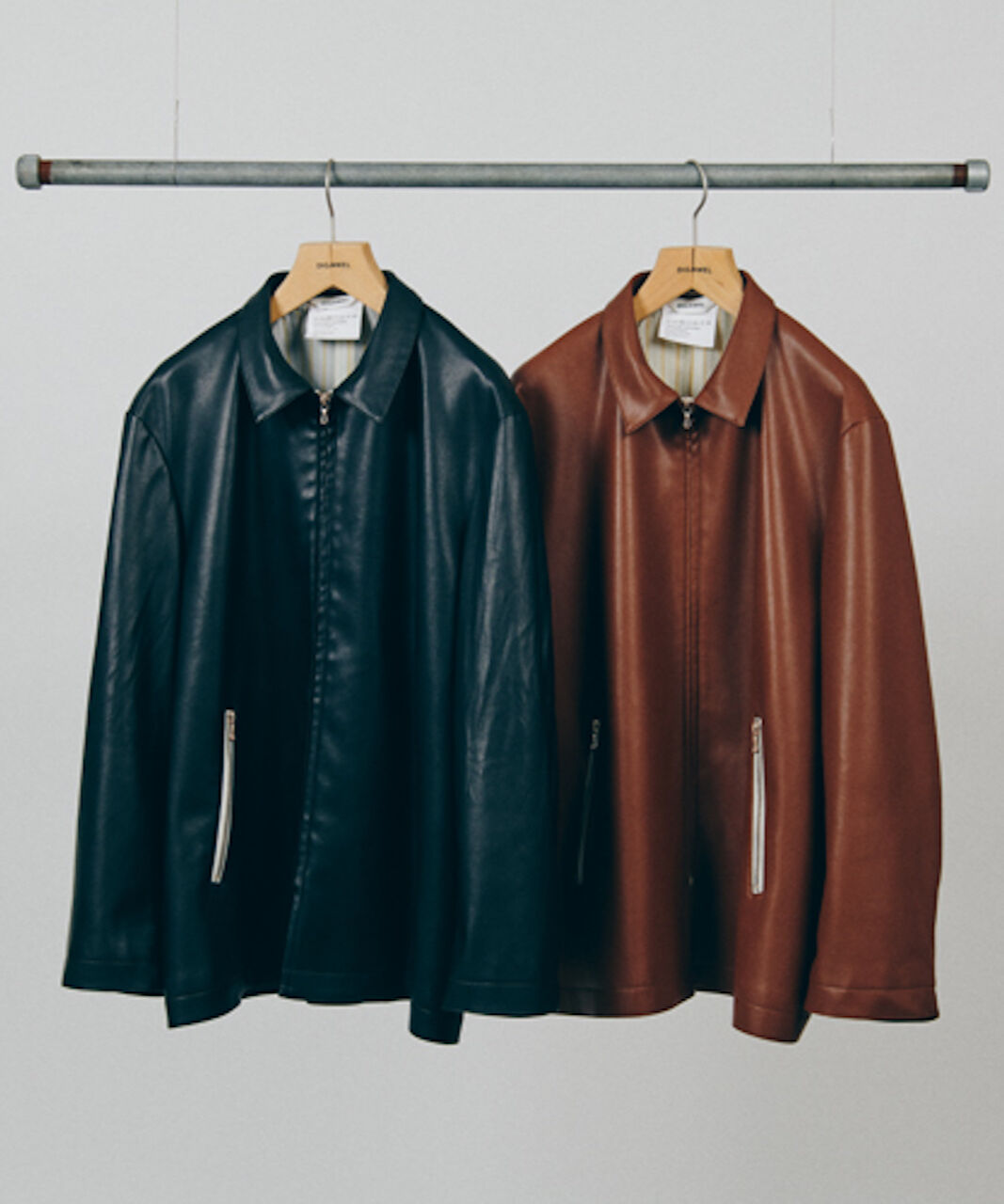 DIGAWEL Synthetic Leather Half Coat【BLACK】 | w