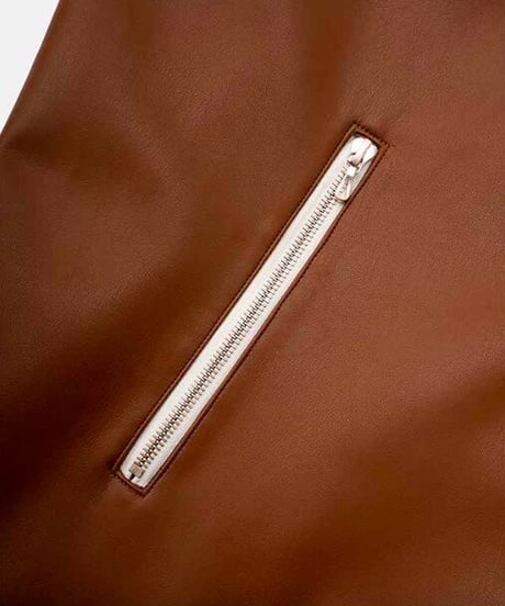 DIGAWEL  Synthetic Leather Half Coat【BROWN】