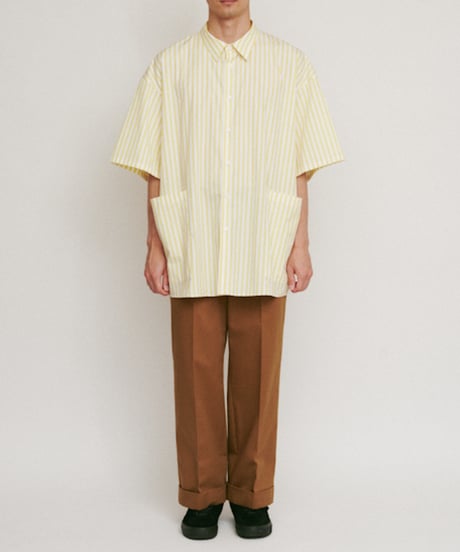 DIGAWEL Side pocket S/S shirt ① stripe【YELLOW】