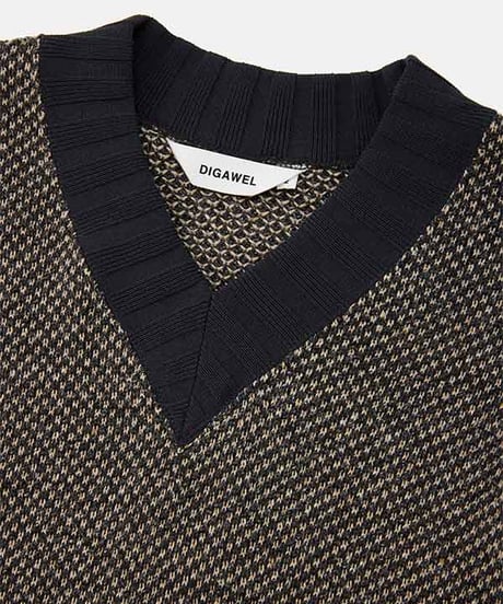 DIGAWEL Hexagonal patterns knit rib sweatshirt【c.gray】