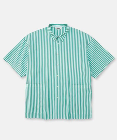 DIGAWEL Side pocket S/S shirt ① stripe【AQUA GREEN】