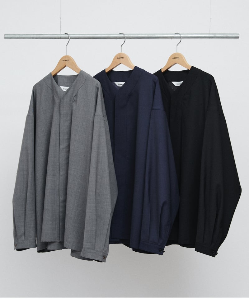 DIGAWEL ウールポリエステル Baseball shirt Black DIGAWEL ウールポリエステル Baseball shirt Black