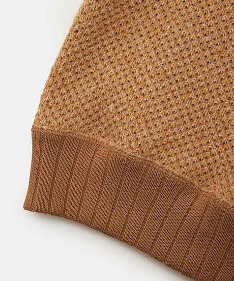 DIGAWEL Hexagonal patterns knit rib sweatshirt【BEIGE】