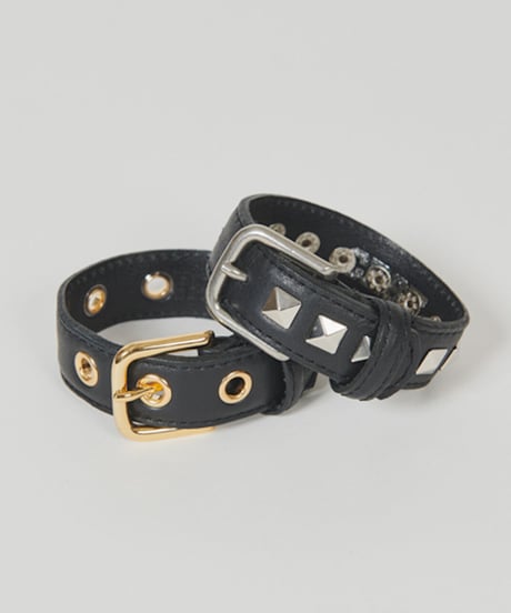DIGAWEL × J.PRESS「CRST」 Black Leather Bracelet【GOLD】