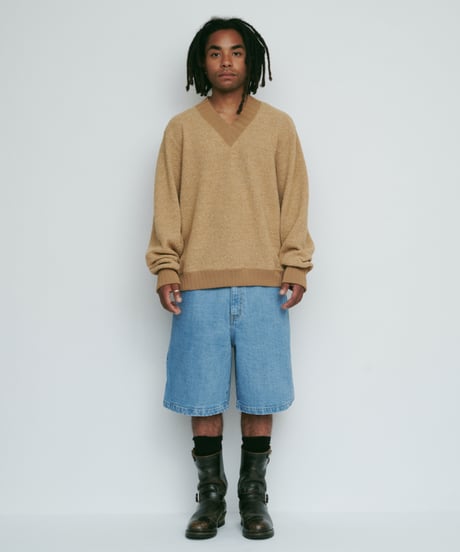 DIGAWEL Hexagonal patterns knit rib sweatshirt【BEIGE】