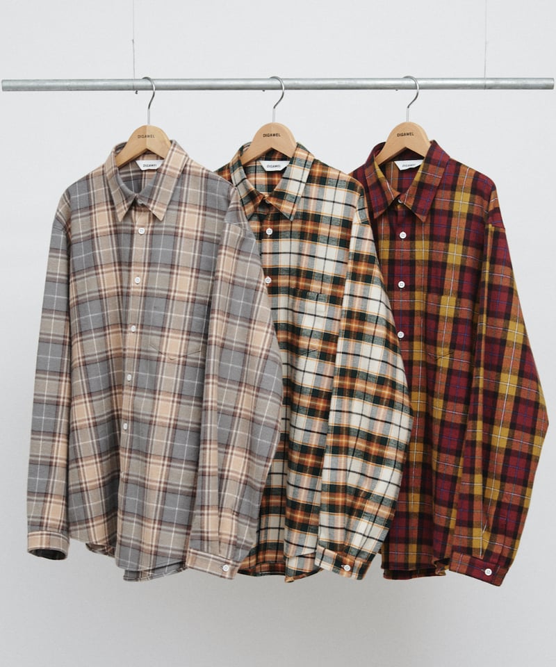 DIGAWEL Check shirt (generic)【BROWN/OCHER】 | we