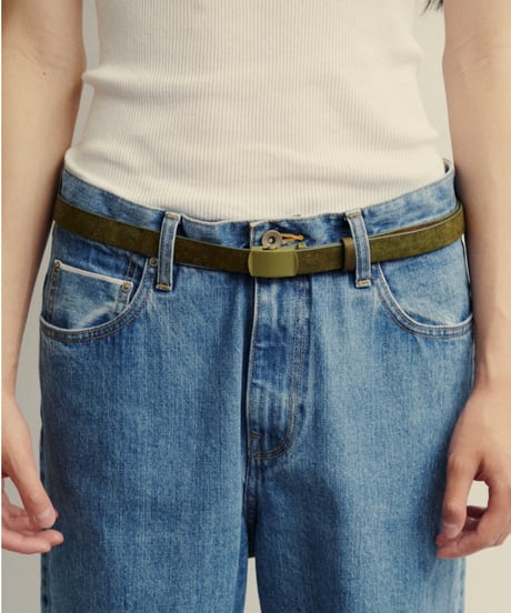 DIGAWEL Leather Slide Belt【OLIVE】
