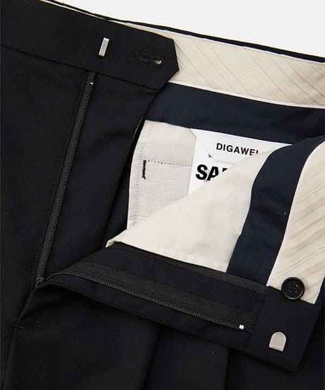 DIGAWEL 2Tuck tapered hem rib pants【BLACK】
