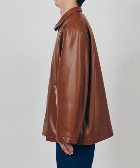 DIGAWEL  Synthetic Leather Half Coat【BROWN】