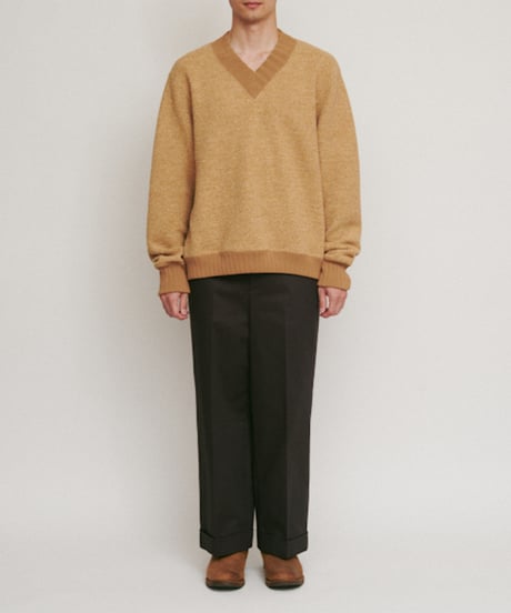 DIGAWEL Hexagonal patterns knit rib sweatshirt【BEIGE】