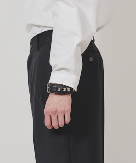 DIGAWEL × J.PRESS「CRST」 Black Leather Bracelet【SILVER】
