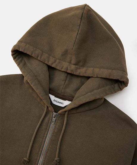 DIGAWEL Zip up hoodie (fade)【FADE KHAKI】