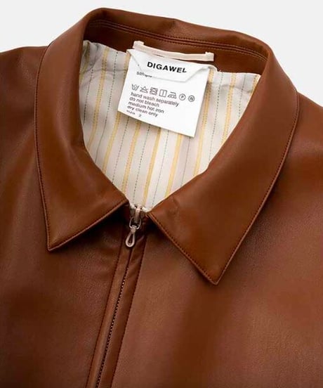 DIGAWEL  Synthetic Leather Half Coat【BROWN】
