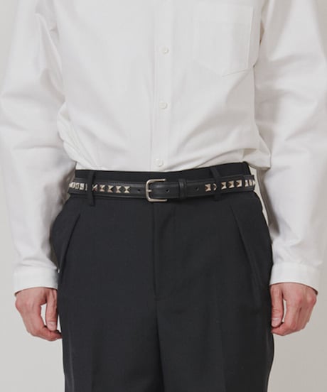 DIGAWEL × J.PRESS「CRST」 Black Leather Belt  【SILVER】