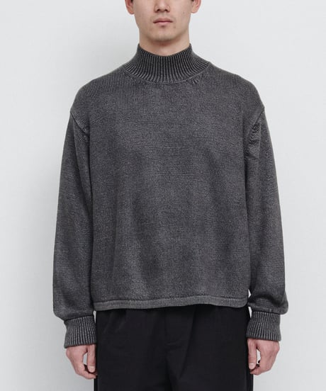 DIGAWEL Stonewashed silk turtleneck sweater【FADE BLACK】