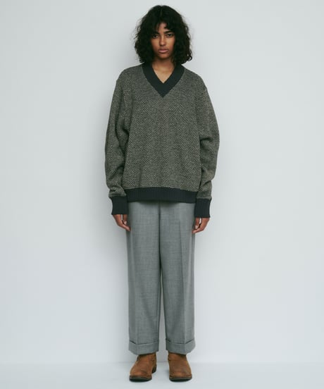 DIGAWEL Hexagonal patterns knit rib sweatshirt【c.gray】