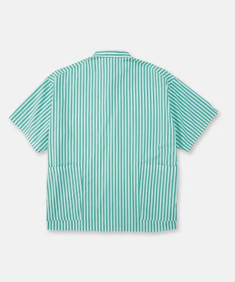 DIGAWEL Side pocket S/S shirt ① stripe【AQUA GREEN】