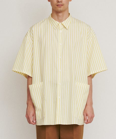 DIGAWEL Side pocket S/S shirt ① stripe【YELLOW】