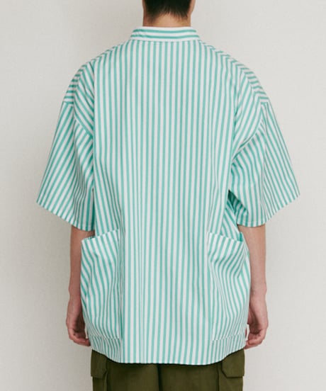 DIGAWEL Side pocket S/S shirt ① stripe【AQUA GREEN】