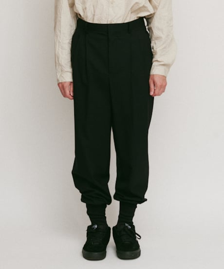 DIGAWEL 2Tuck tapered hem rib pants【BLACK】