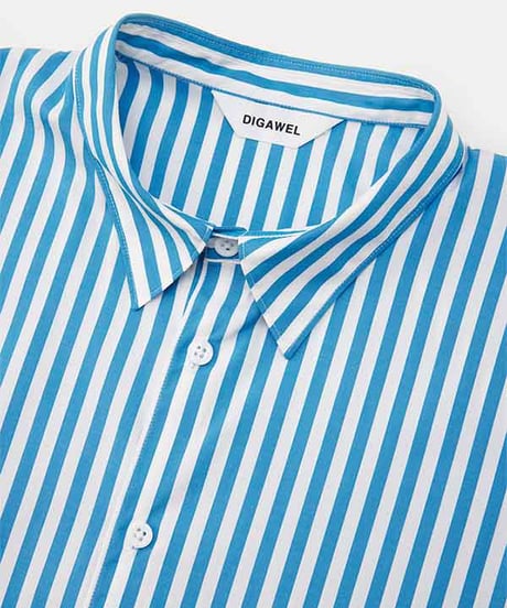 DIGAWEL Side pocket S/S shirt ① stripe【BLUE】